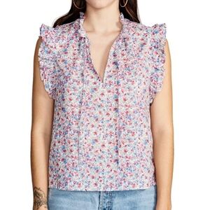 BB Dakota by Steve Madden White Ditsy Floral Sleeveless Blouse